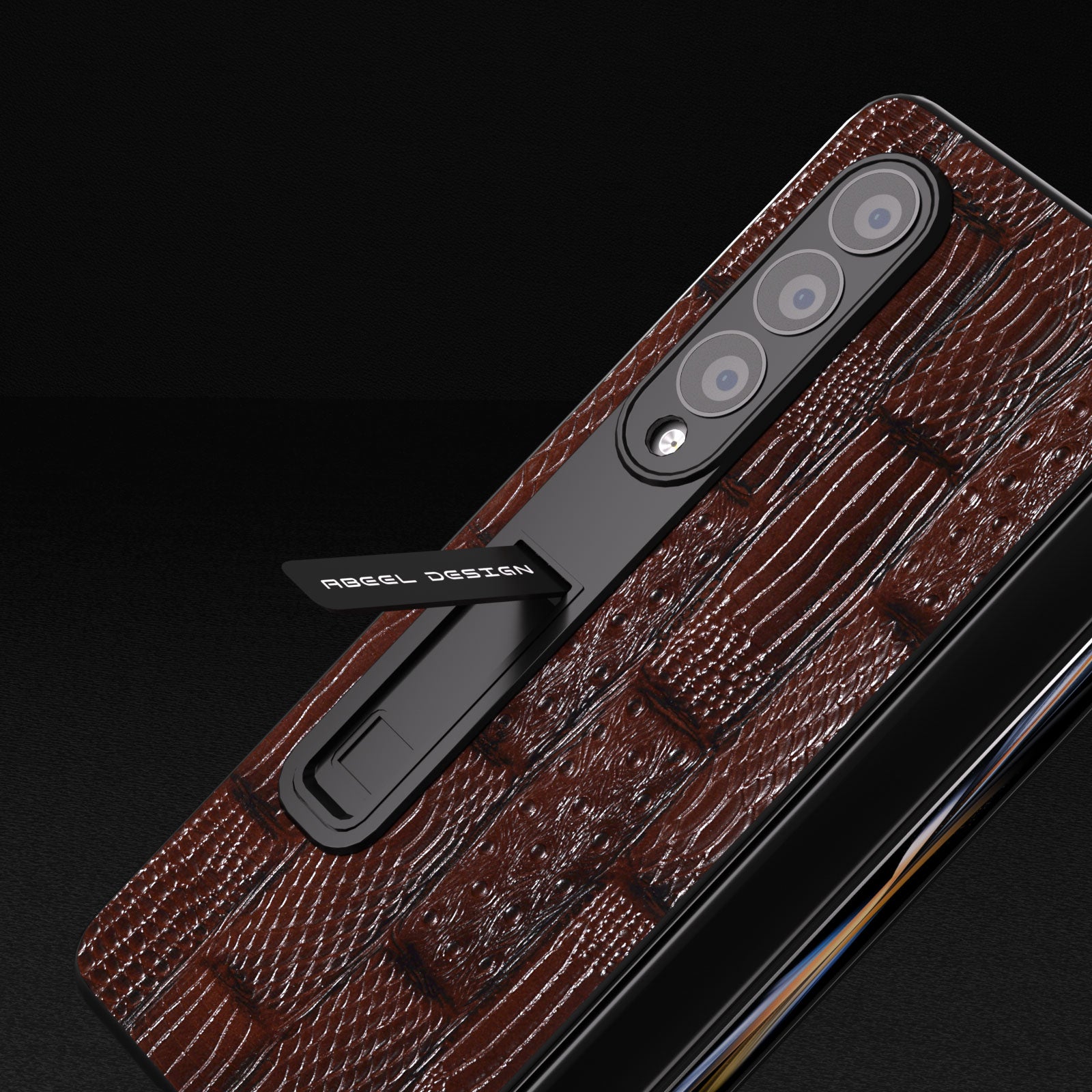 ABEEL til Samsung Galaxy Z Fold3 ægte ko-læder pc-telefontaske Mahjong Texture Kickstand Foldebart cover med skærmfilm ABEEL til Samsung Galaxy Z Fold3 ægte ko-læder pc-telefontaske Mahjong Texture Kickstand Foldebart cover med skærmfilm